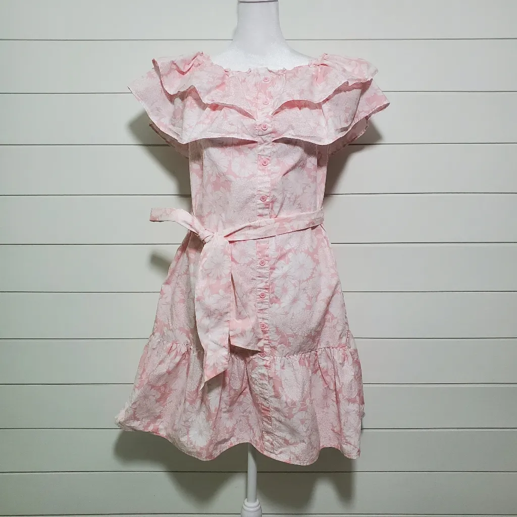 Lisa Marie Fernandez Target Off The Shoulder Dress Floral Print Pink‎ Dress XS Pink - Image 3