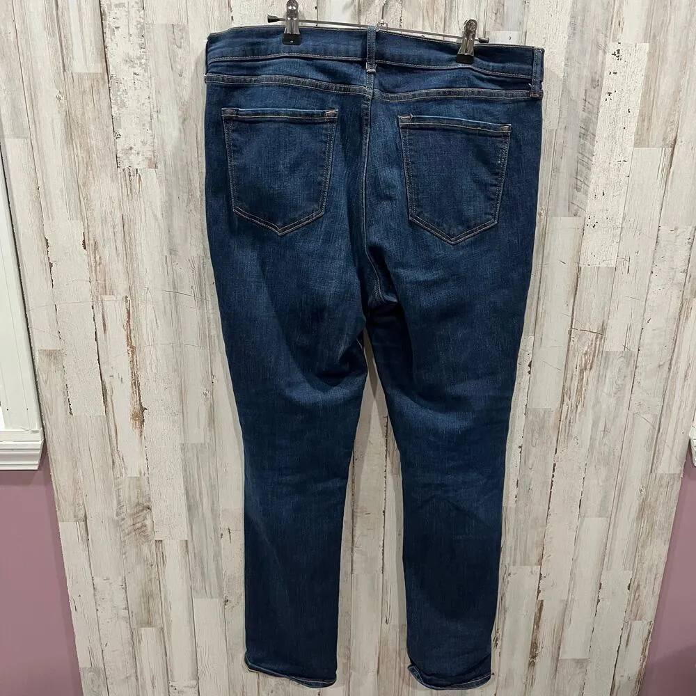 Old Navy Dark Wash Boyfriend Straight Jeans Distressed Womens 12 TALL - Image 2