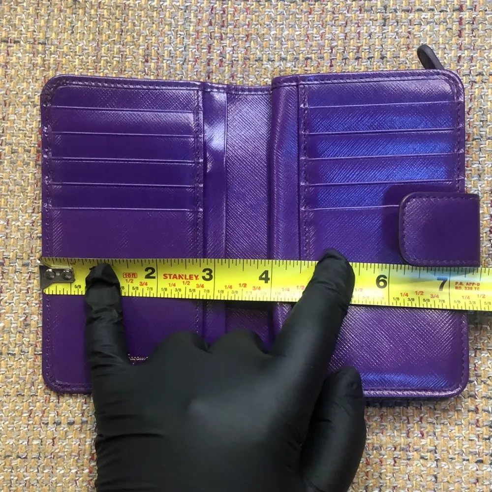 SALVATORE FERRAGAMO Gancini Purple Leather Bifold Full Zip Coin Section Wallet - Image 5