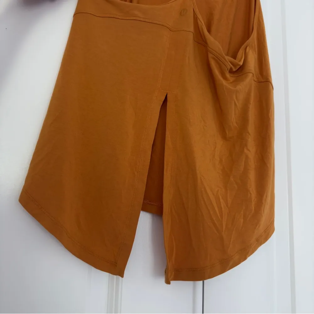 Lululemon Modal-Silk Yoga Tank Top in Autumn Orange athletic yoga Flowy tie back - Image 4