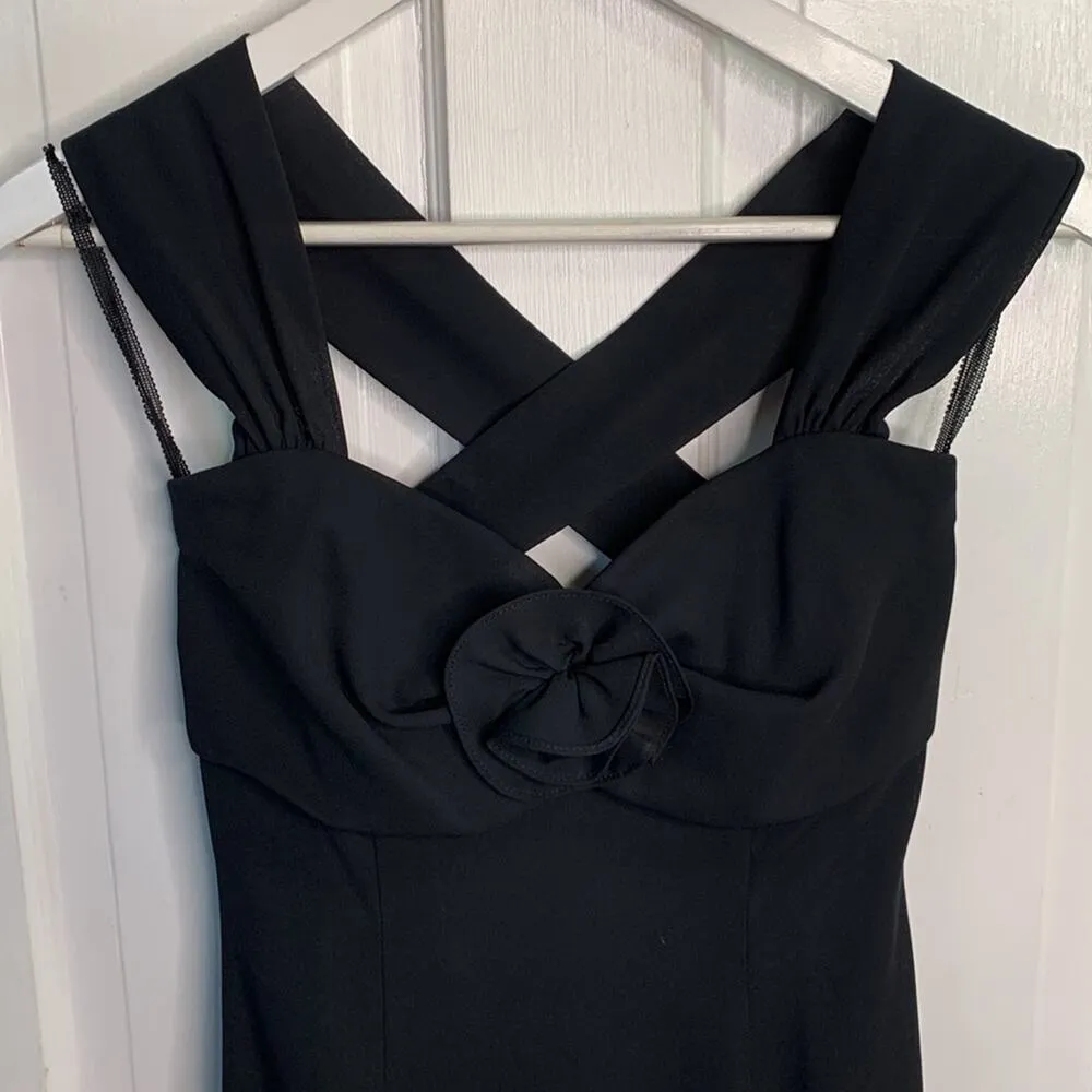 Jessica McClintock Gunne Sax Vintage 90s Black Long Formal Dress W-709 Size 3/4 - Image 2