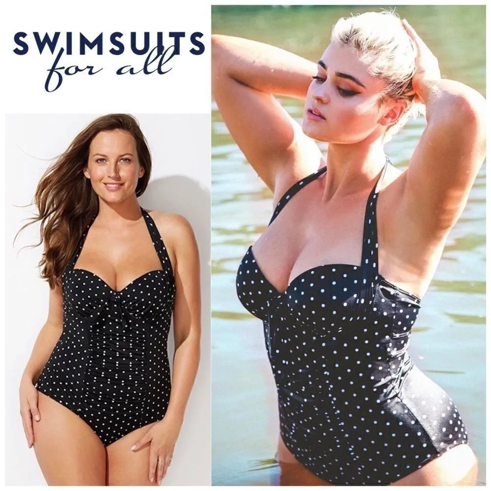 New. SWIMSUITS FOR ALL black and white swimsuit. Black Size 14 - Image 2