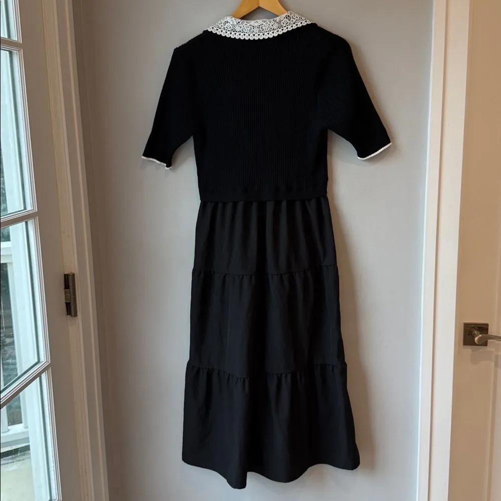 Nanette Lepore Midi Dress Sweater Lace Collar - Image 6