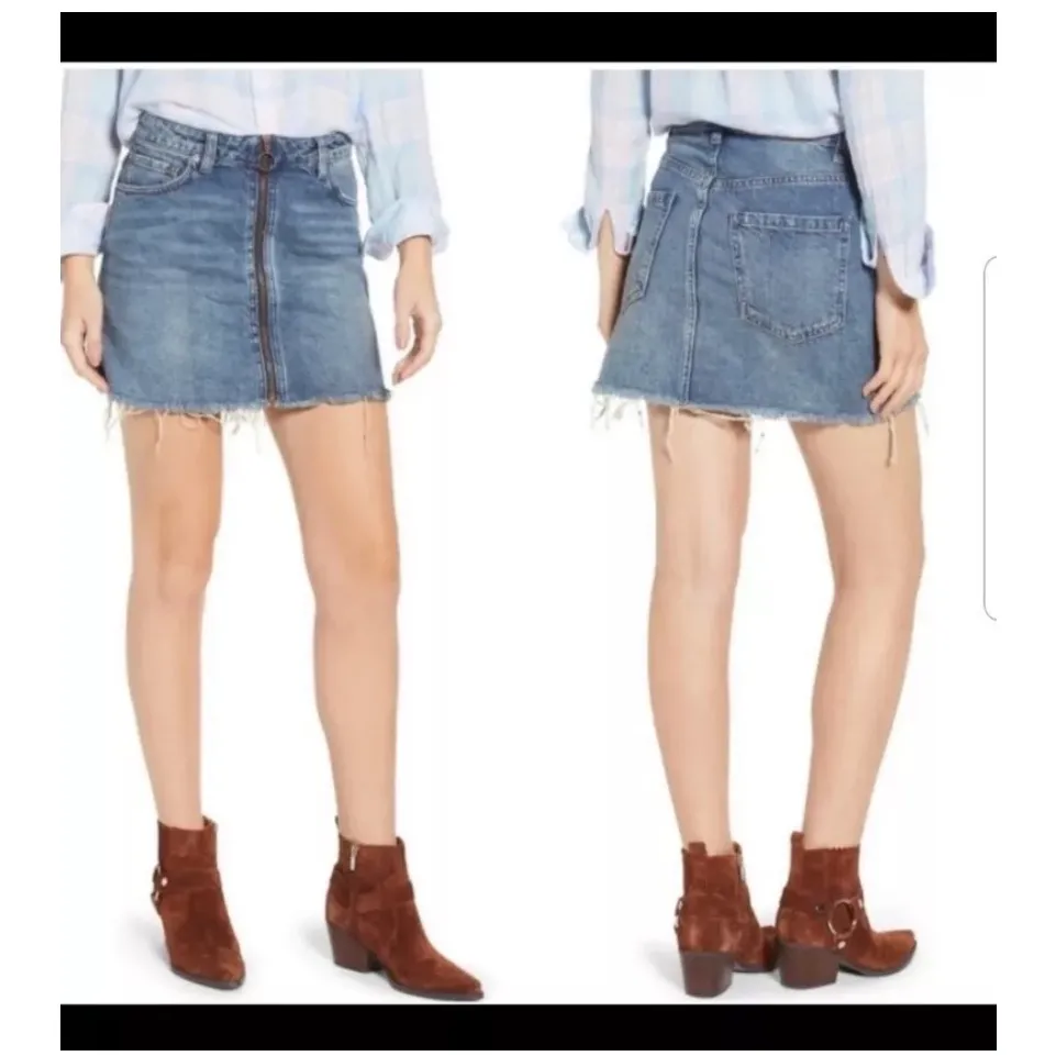 Free People We the Free Zip it Up denim Mini Skirt Size 31 (Jean size) - Image 5