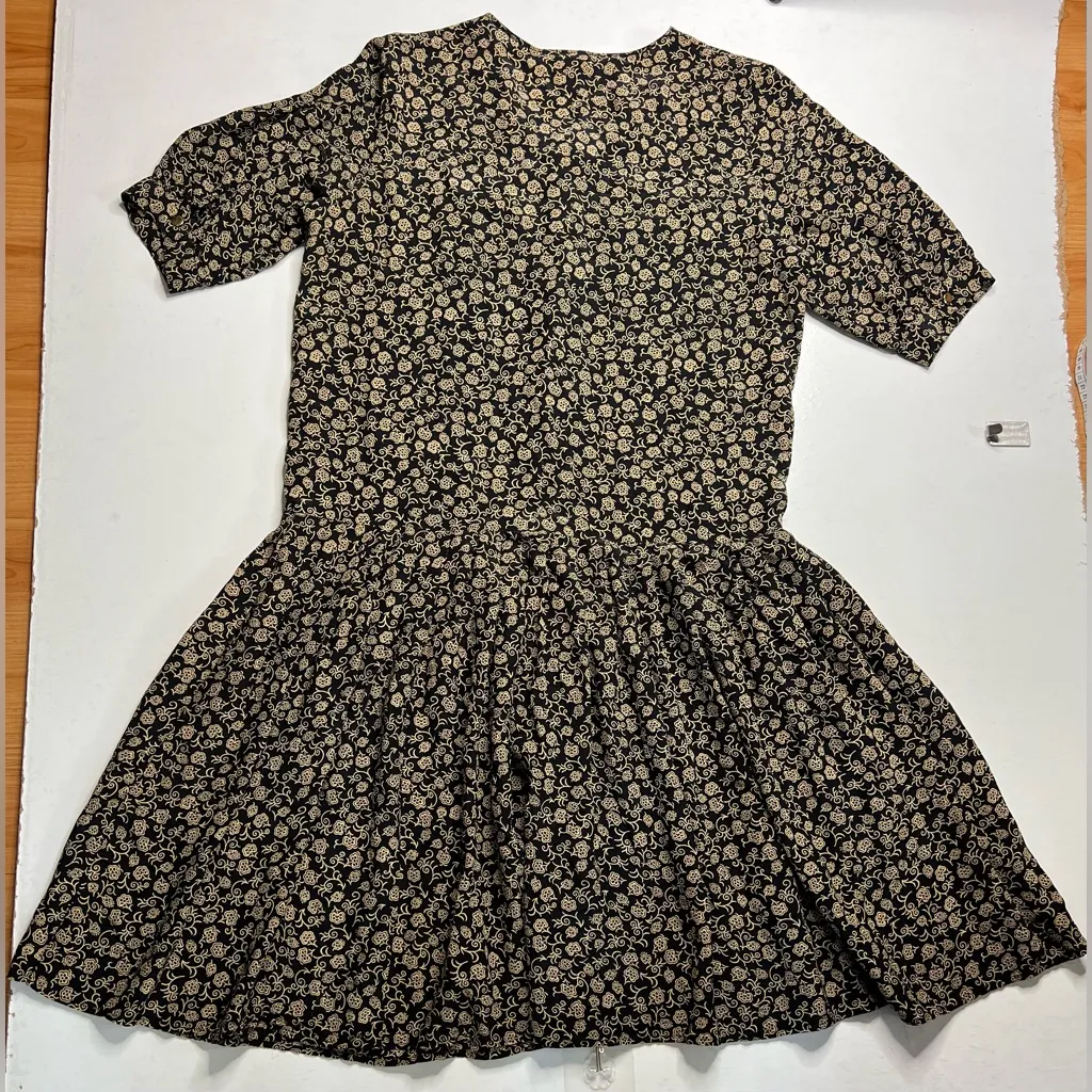 ANDREA MARE Womens Maxi Dress Sz M Black/Gold Floral 4 Pockets Black Size M - Image 2