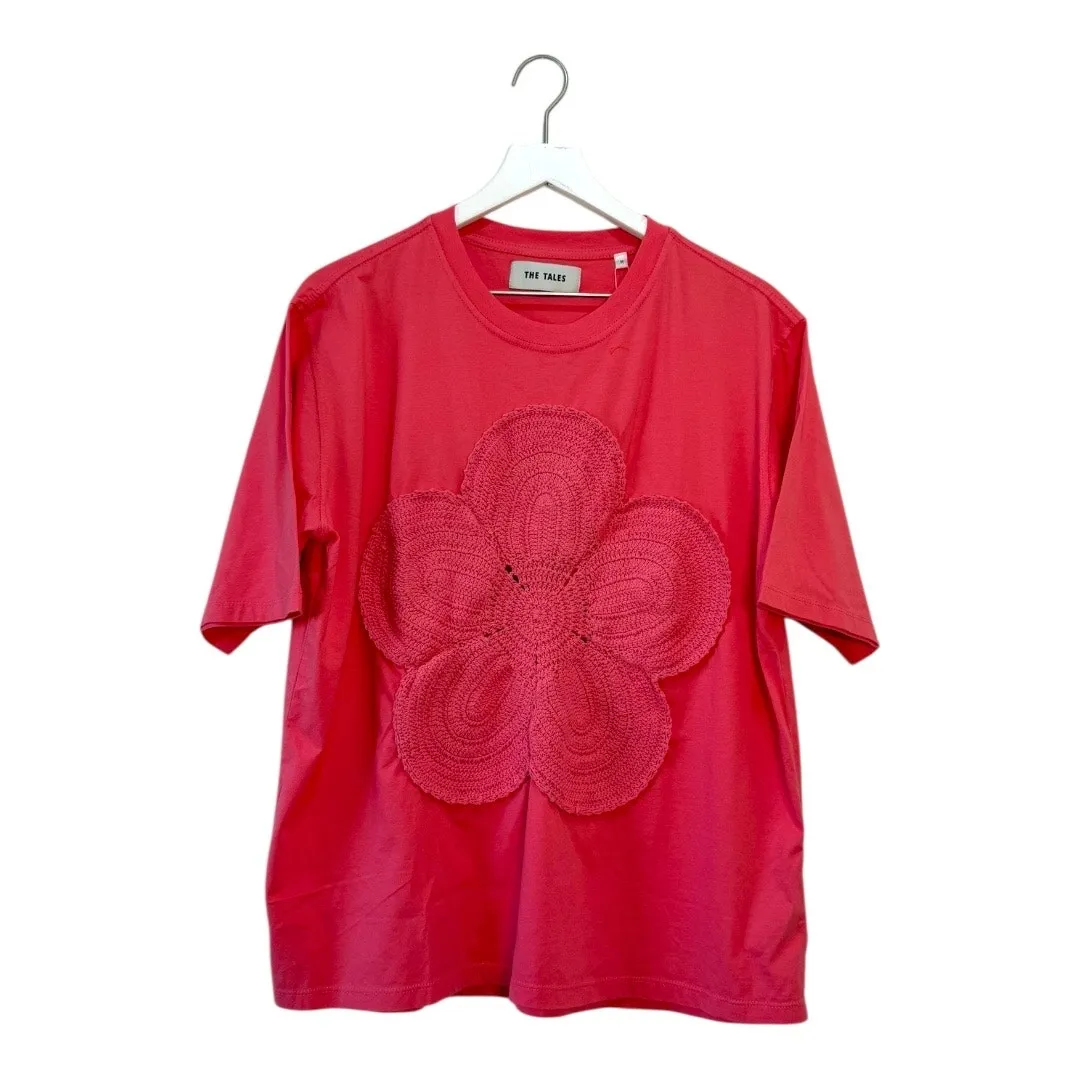 NWT The Tales x Free People Pink Crochet Flower Graphic T Shirt Size M - Image 5