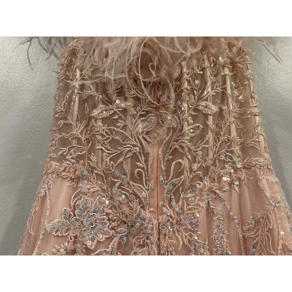 Sherri Hill 55201 Corset Leaf Deep V Neck Gown Size 4 NWOT - Image 6