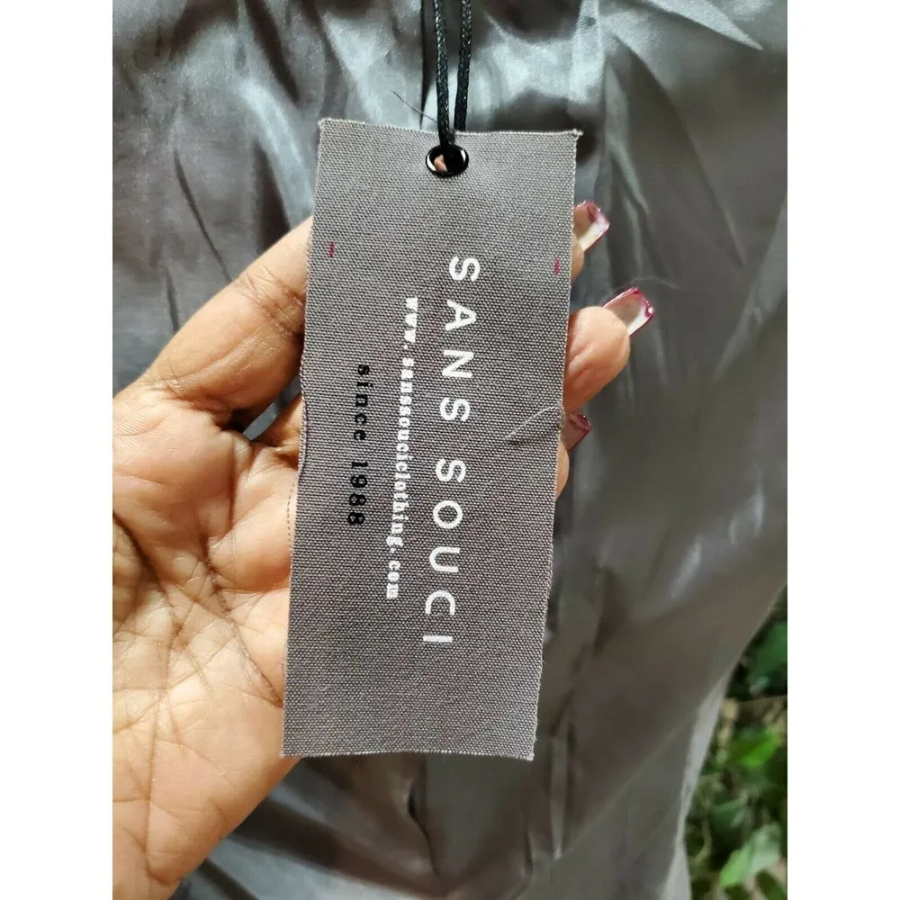 Sans Souci Women Gray Plaid Polyester LongSleeve Single Breasted Fitted Blazer L - Image 9