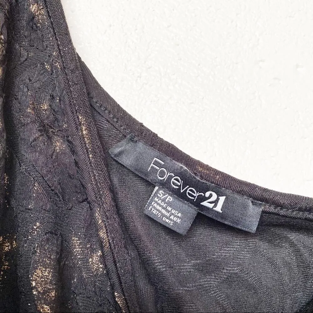 Forever 21 Black and Gold Textured One Shoulder Mini Dress Size Small - Image 8