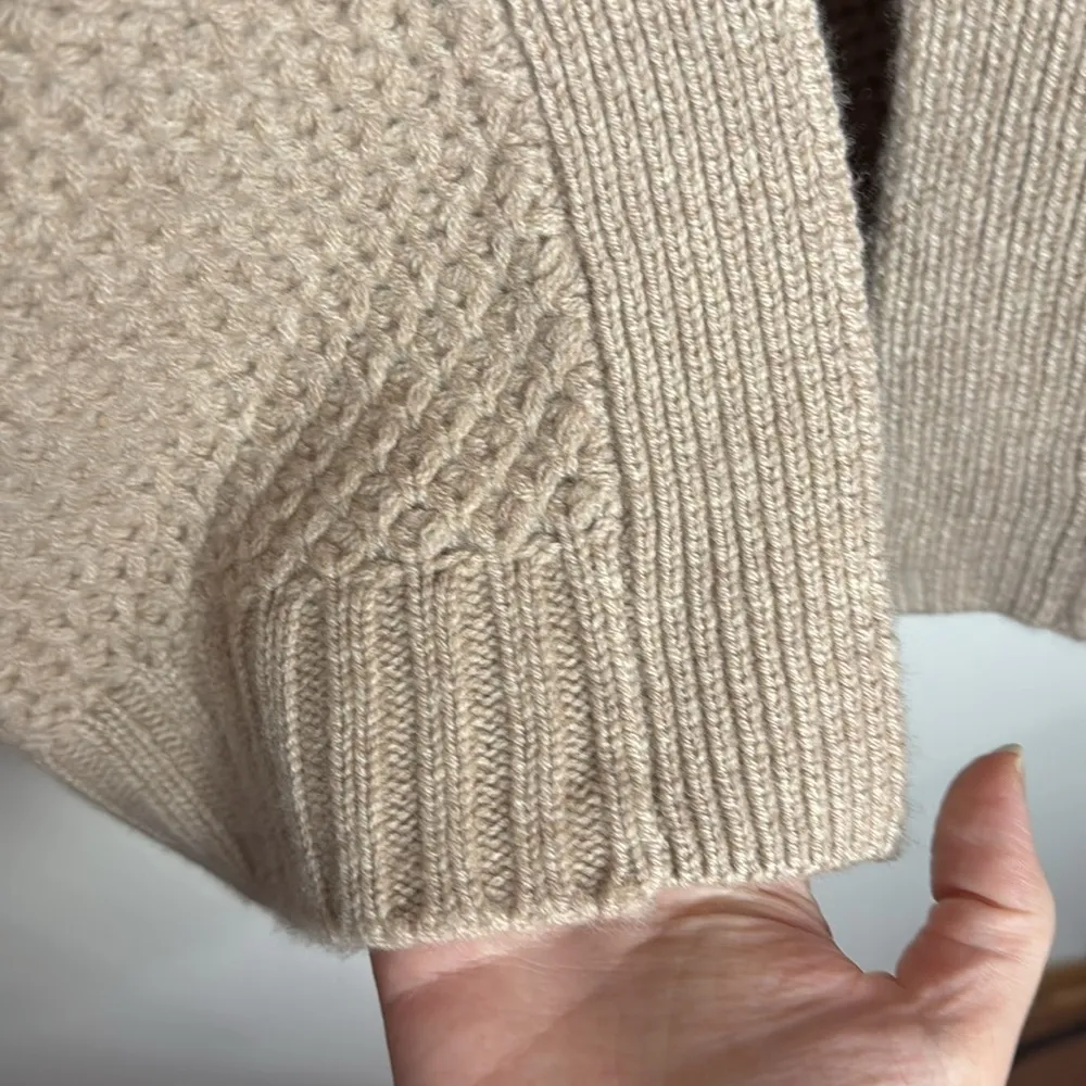 Talbots Tan Pure Cashmere Open Front Knit Longline Cardigan Sweater Size S - Image 6