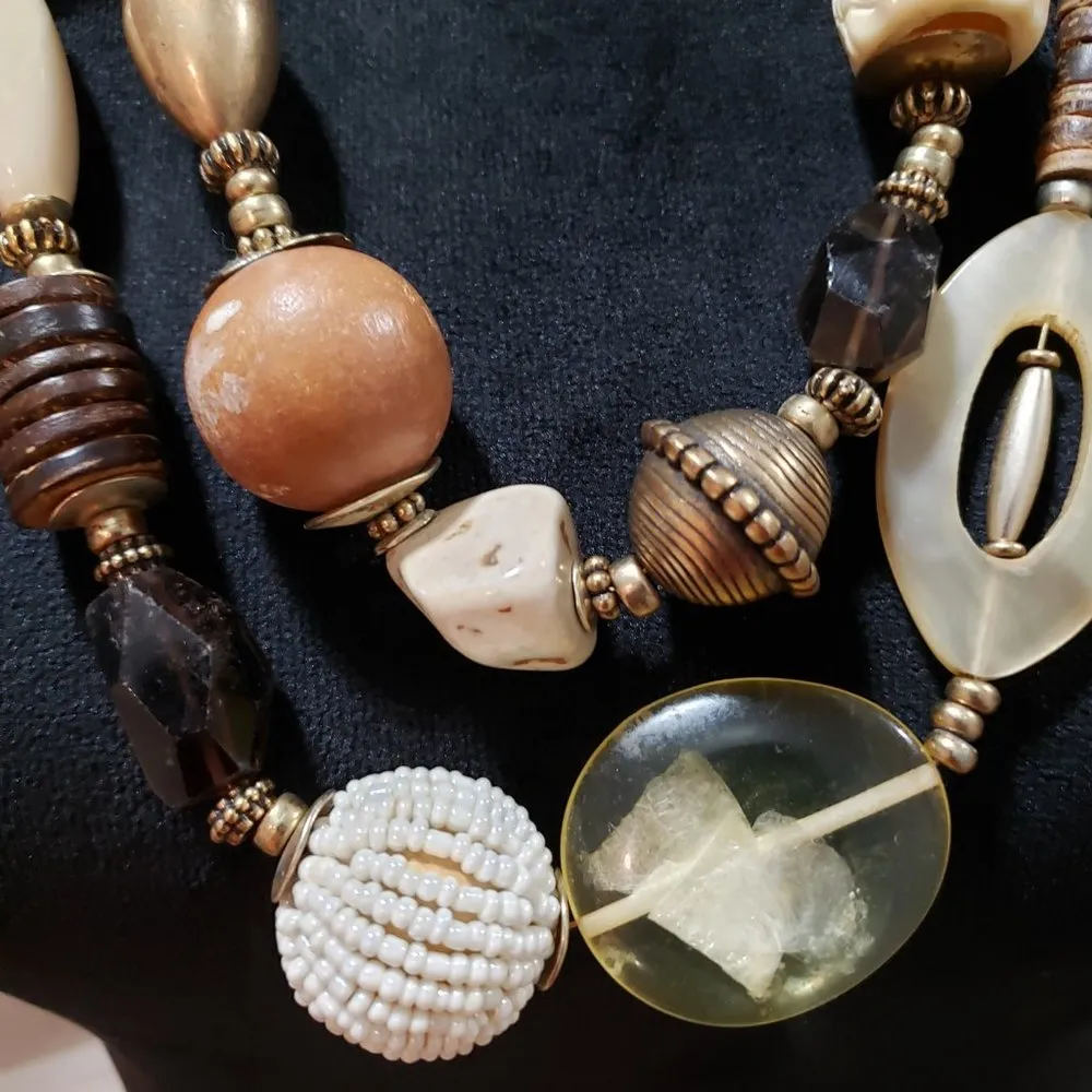 Chico's Women Fashion Mixed Beaded Statement Collar Necklace with Lobster Clasp - Image 3