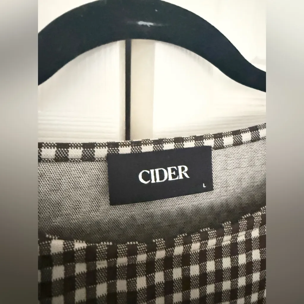 NWOT Cider Boat Neck Gingham Bowknot Bell Sleeve Blouse Top Brown Tan Size Large - Image 7