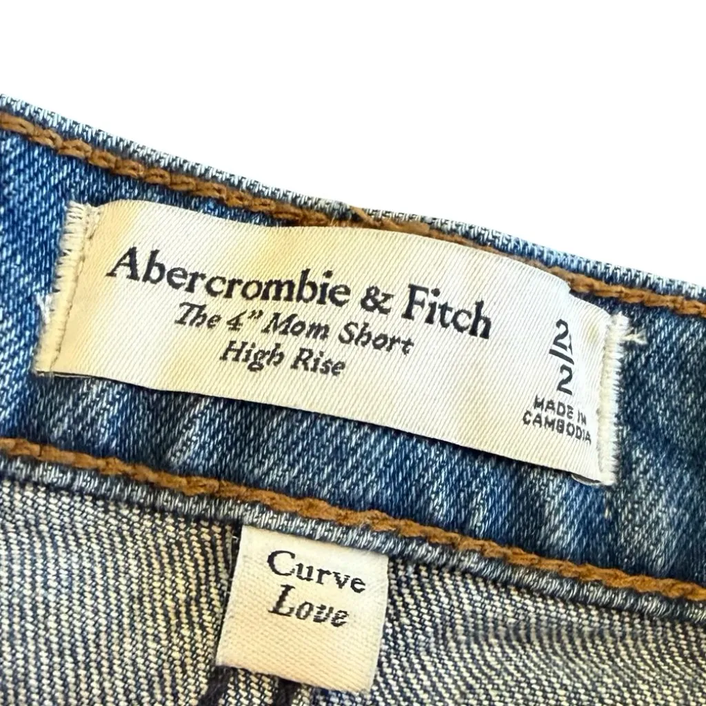 Abercrombie & Fitch The 4" Mom Short High Rise Denim Jean Curve Love Size 2 26 - Image 5