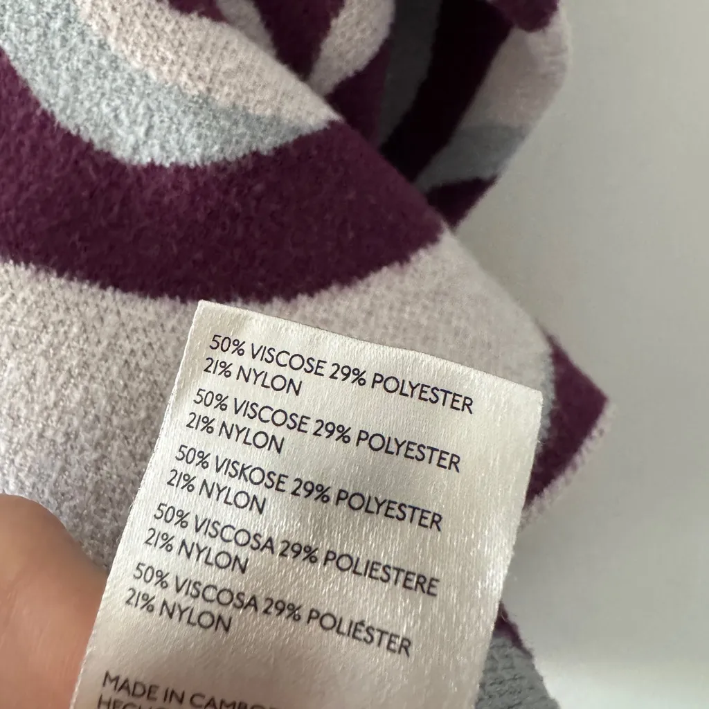 Anthropologie Maeve The Carys Mock Neck Abstract Hearts Plum Prune Sweater - Image 9