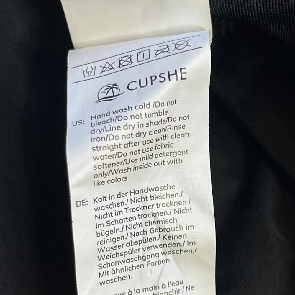 Cupshe One Piece Swimsuit Womens Large V Neck Cutout Back Tie Swimwear Black NEW - Image 11