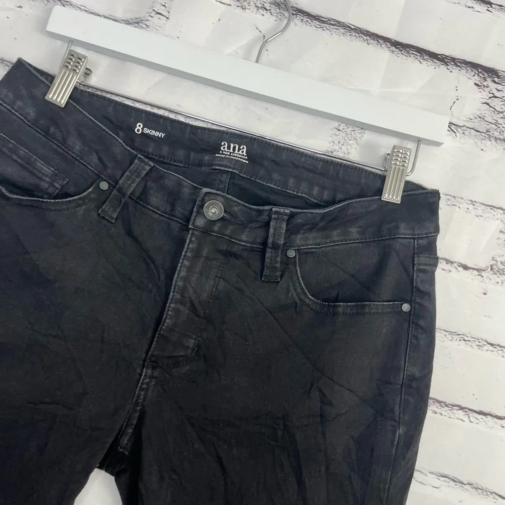 a.n.a. A New Approach Faded Black Mid Rise Skinny Jeans Women’s 8 Stretch Denim - Image 7