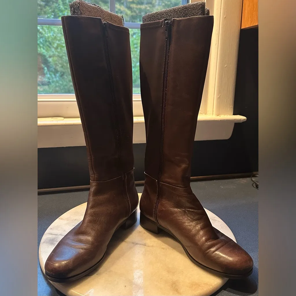 NINE WEST VINTAGE AMERICA  Brown Leather Knee-High Selenao Riding Boots Sz 6.5 - Image 5