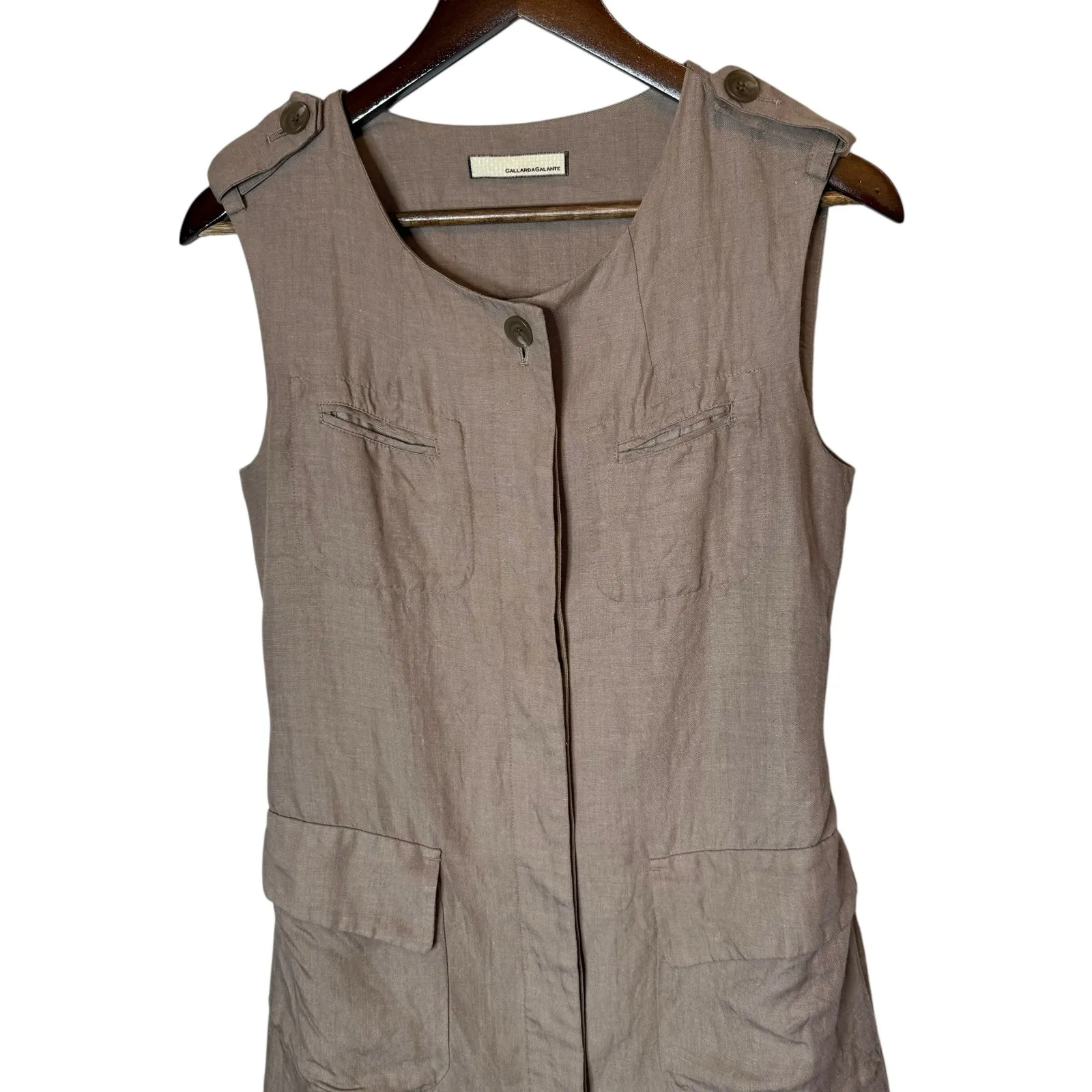 Gallarda Galante Flax Linen Blend‎ Utility Dress Japan Brown Size M - Image 2