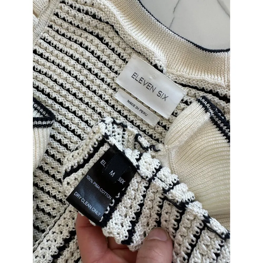 Eleven Six Viola striped tank top knit crochet ruffles pima cotton Size M - Image 6