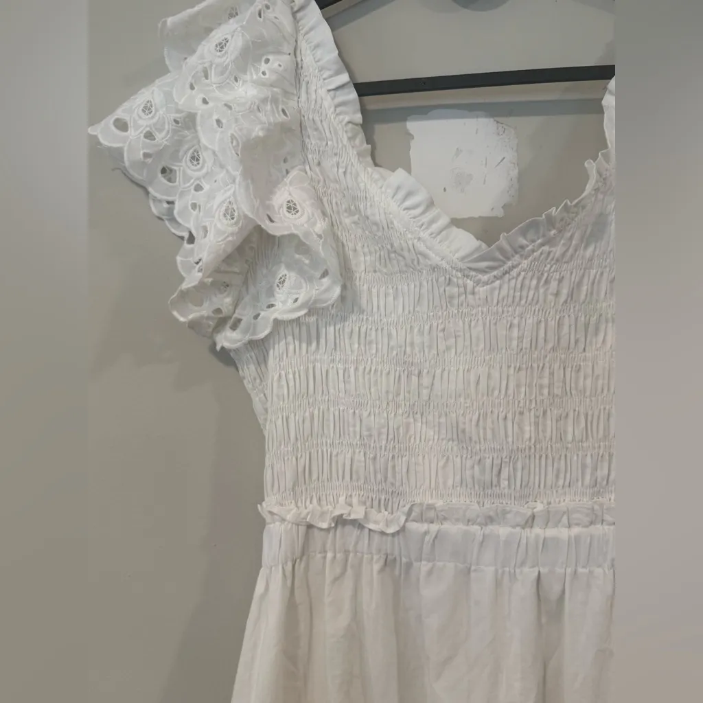 En Saison Alana Smocked White MIDI Dress - Image 5