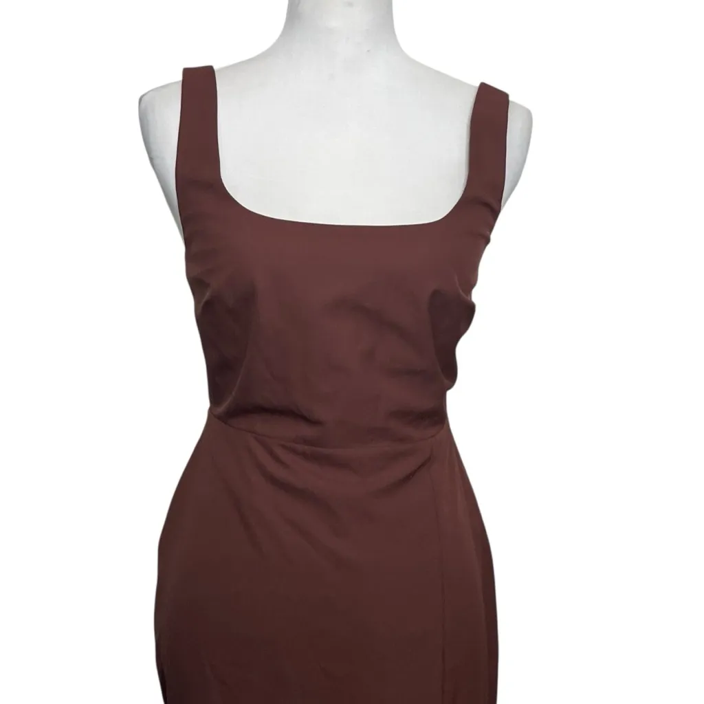 BHLDN Catarina Brown Crepe Maxi Dress Women’s Size 2 Sleeveless Slit Formal - Image 3