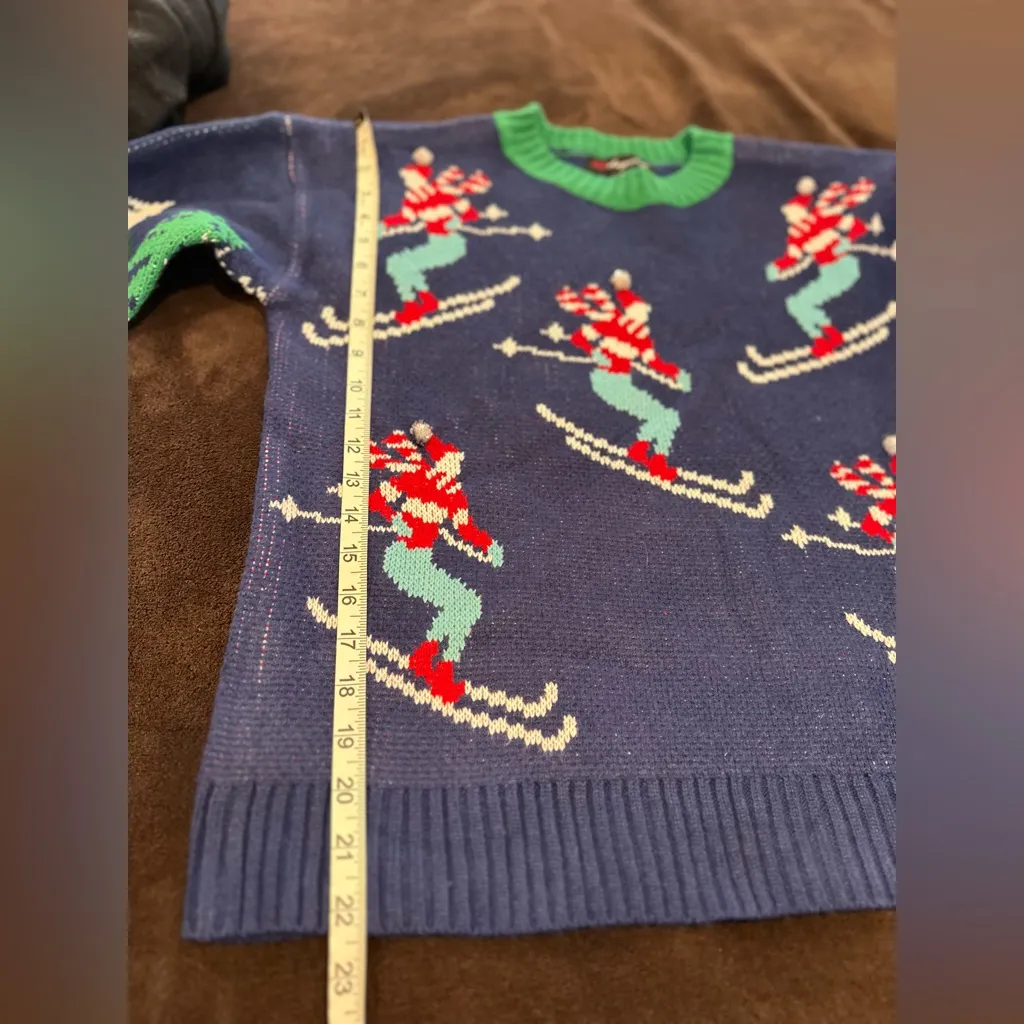 33 Degrees Sz: XS Alpine Down Hill Ski Winter Trees Snow Holiday Pompom Sweater. - Image 4