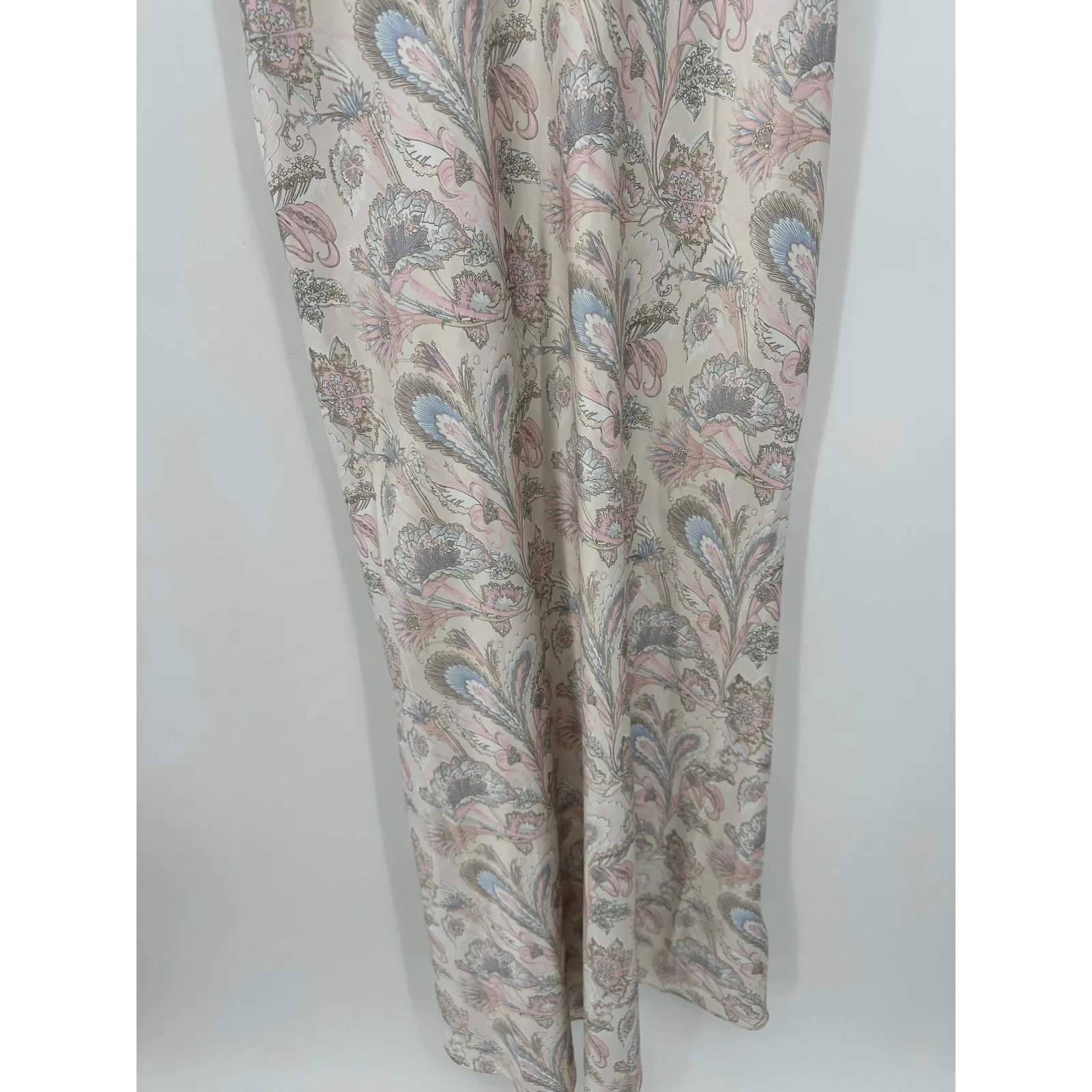 Polo Ralph Lauren Floral Sleeveless Satin Gown Women 4 Maxi Slip Sexy V Neck - Image 6