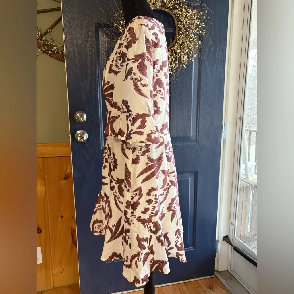 REBECCA TAYLOR SZ 12 Amea Floral Ruffle Dress NWT silk blend. Comfy & Beautiful - Image 4