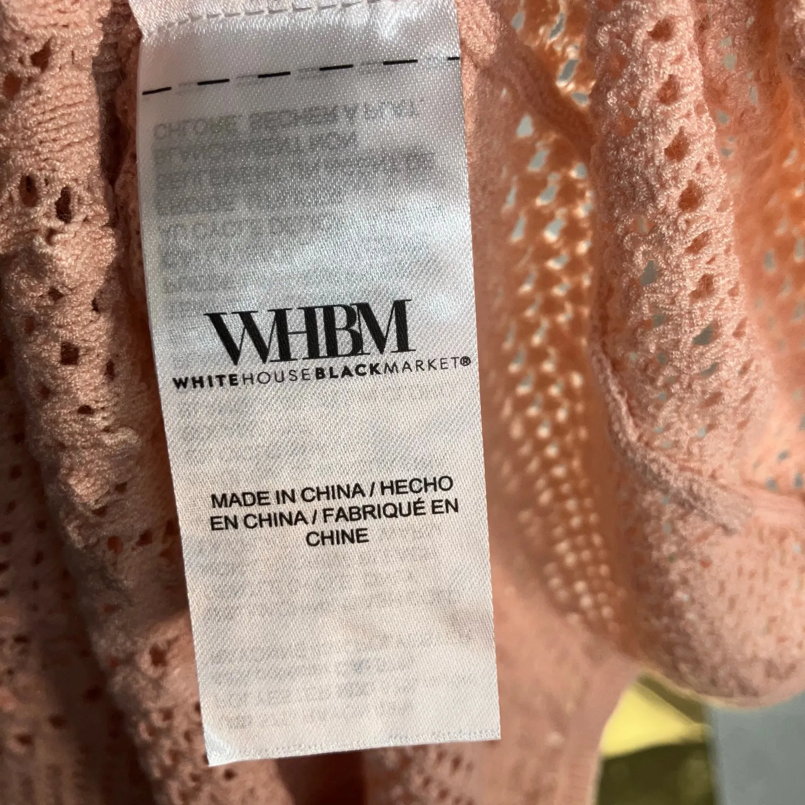 New White House Black Market Crew Neck Womens M Pink Open‎ Knit Crochet Sweater - Image 15