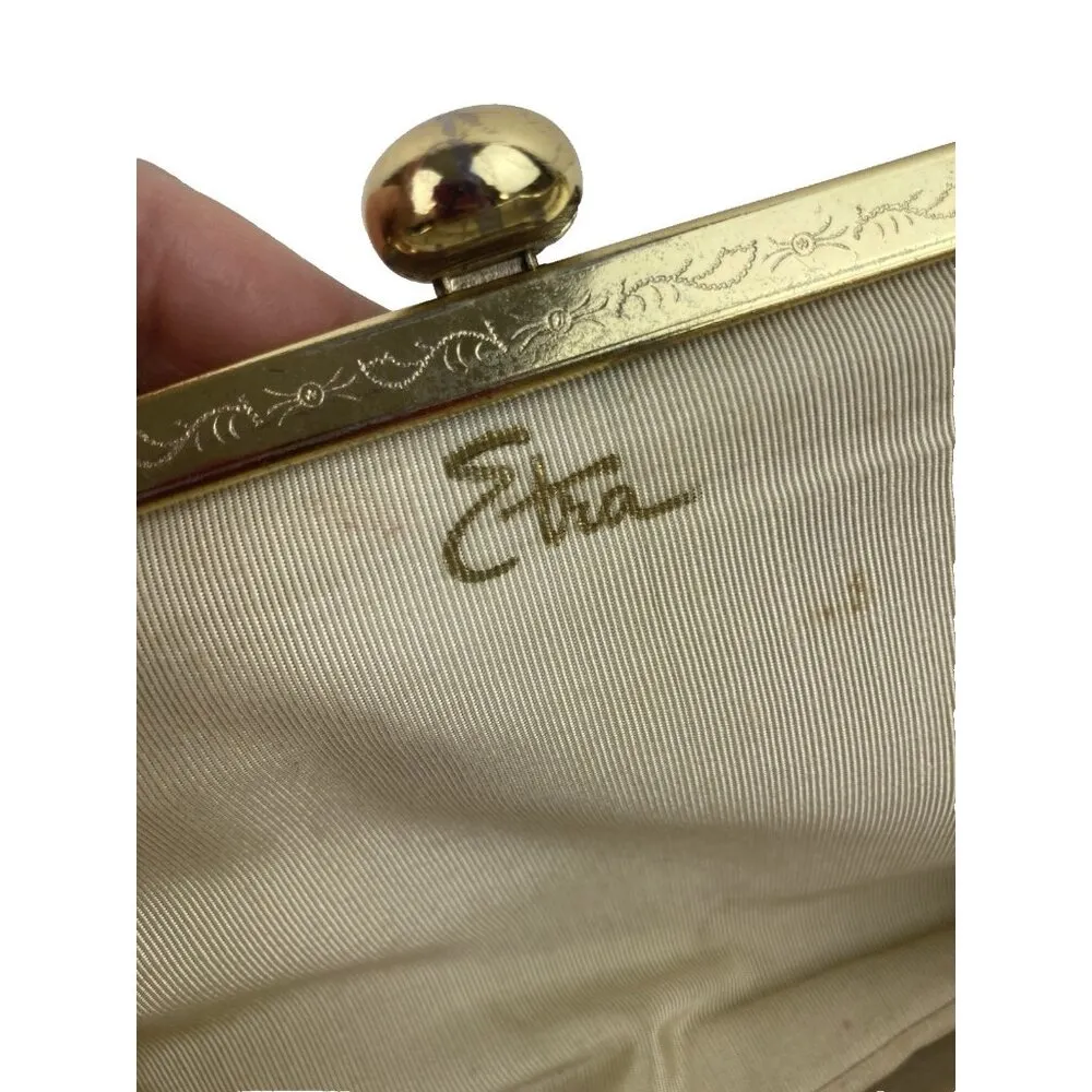 Vintage Etra Clutch Purse Ivory Leather Mid Century Retroglam 60s Mod Retro - Image 5