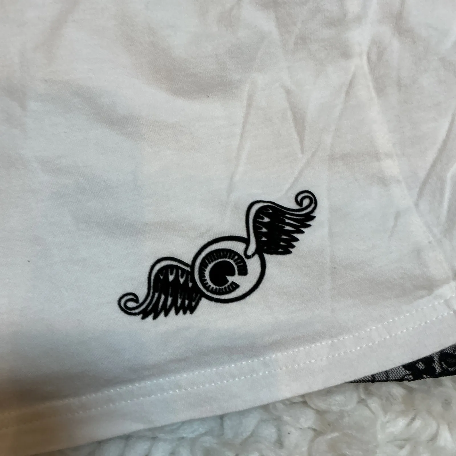 Von Dutch Originals Black Lace Front Graphic Tee Sheer Floral Panel Women's Sz S - Image 5