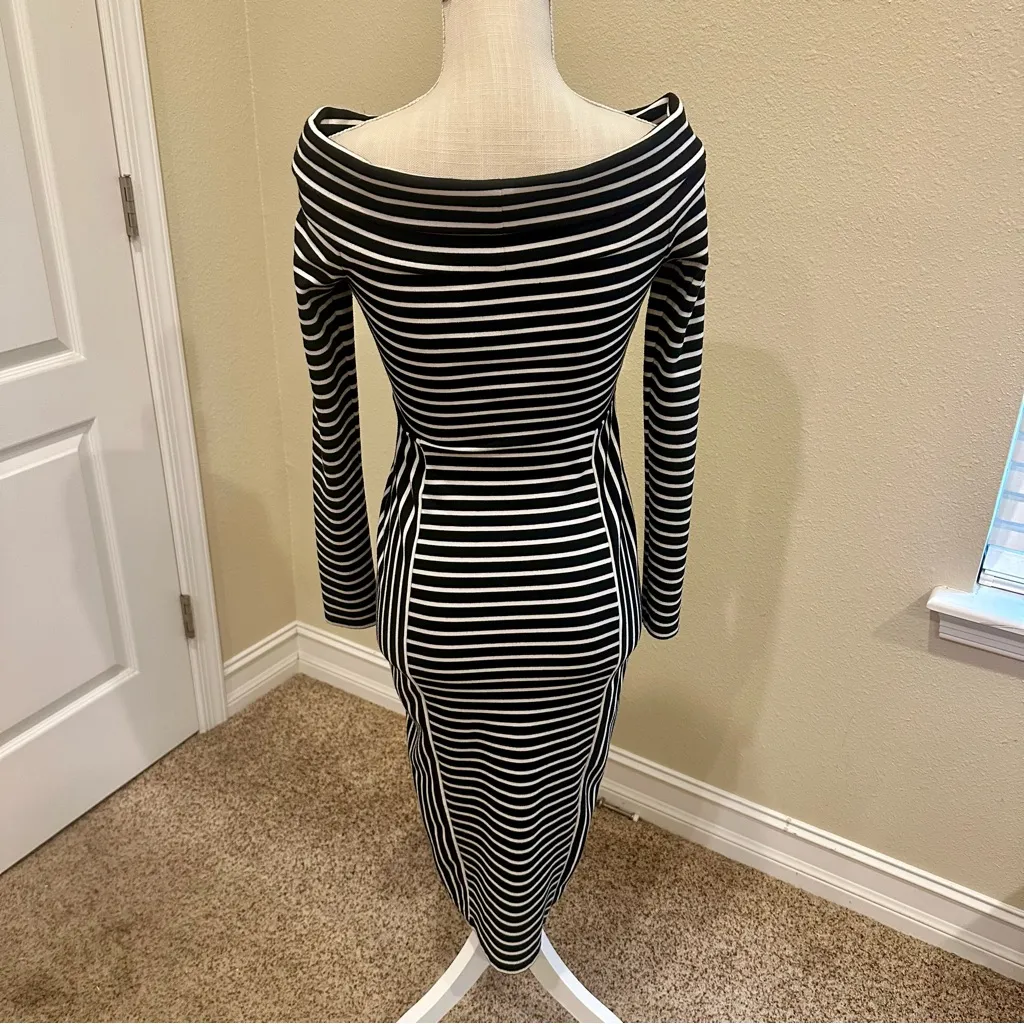 Derek Lam Striped Off the Shoulder Body Con Dress Size XS - Image 6