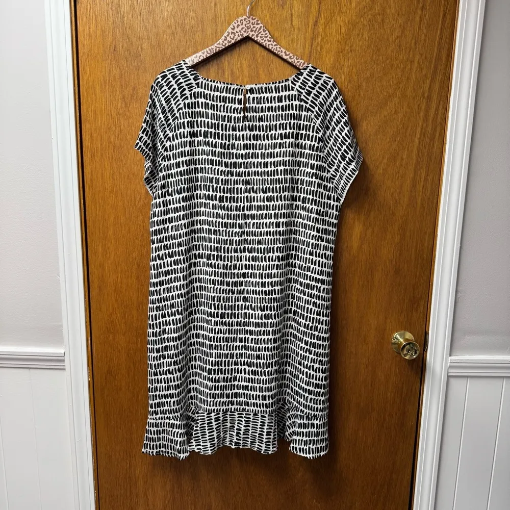 Garnet Hill Olivia Sleeveless Silk Mini Dress Brushstroke Black White Plus 18 - Image 12