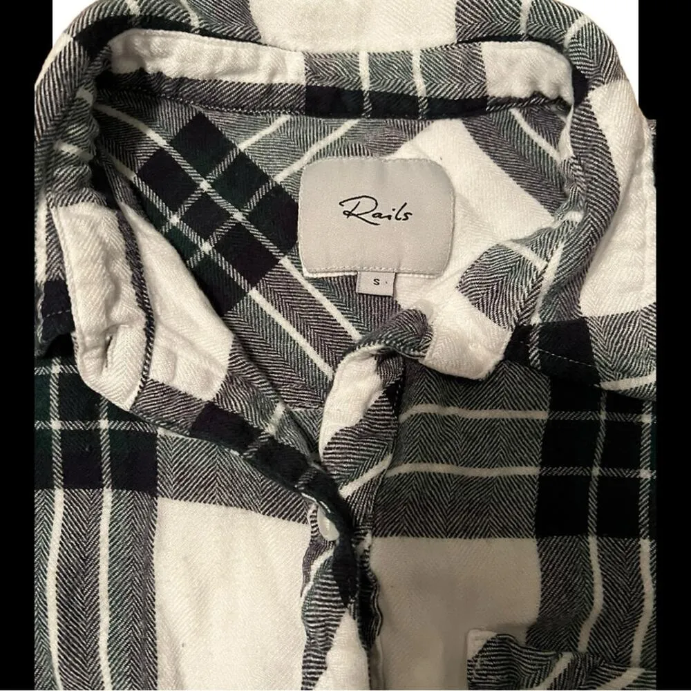 Rails Hunter Shirt Size S White Admiral Pine Plaid Button Up - Image 4