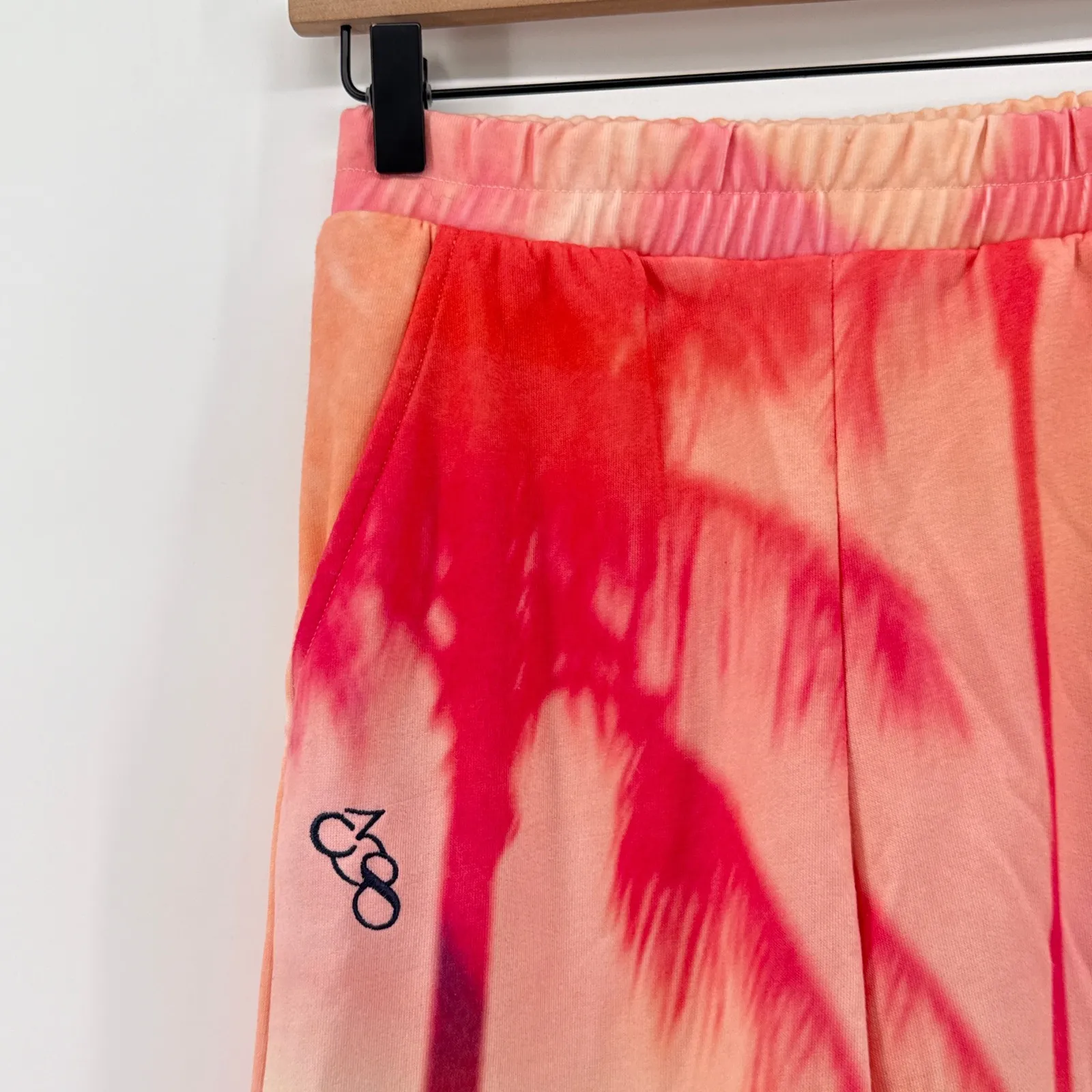 Carbon38 Palm Print Tropical Sweatshirt & Jogger Lounge Set Small Shirt XS Pants Pink - Image 13