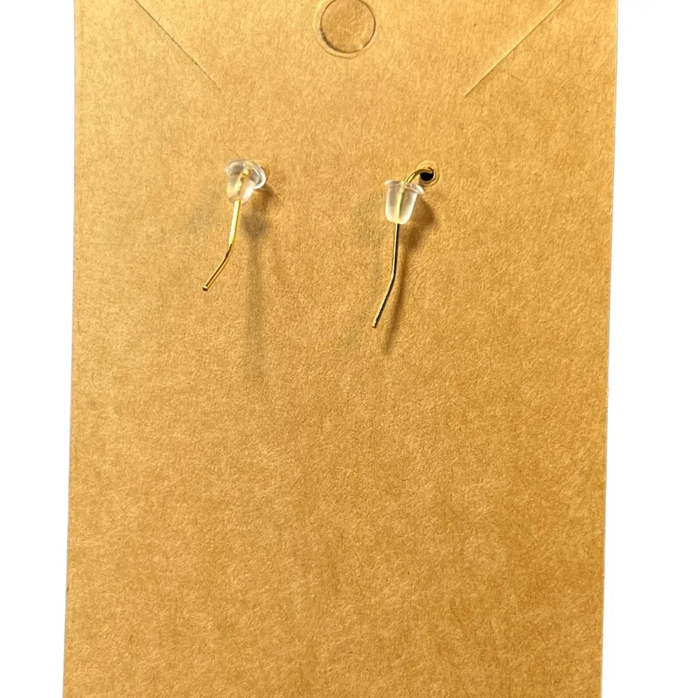 Gold Tone Cross Dangle Pierced Earrings New - Image 3