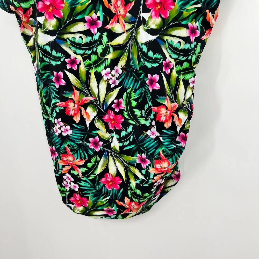 Swimsuits for all plus size black multicolor floral flower print bathing suit 24 - Image 8