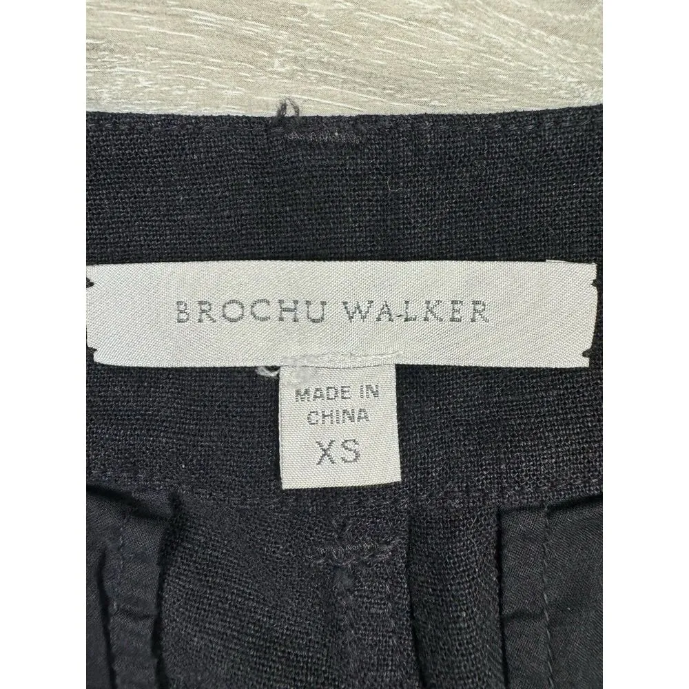 BROCHU WALKER‎ Clover Pants Linen Blend Black Straight Trouser Sz XS - Image 4
