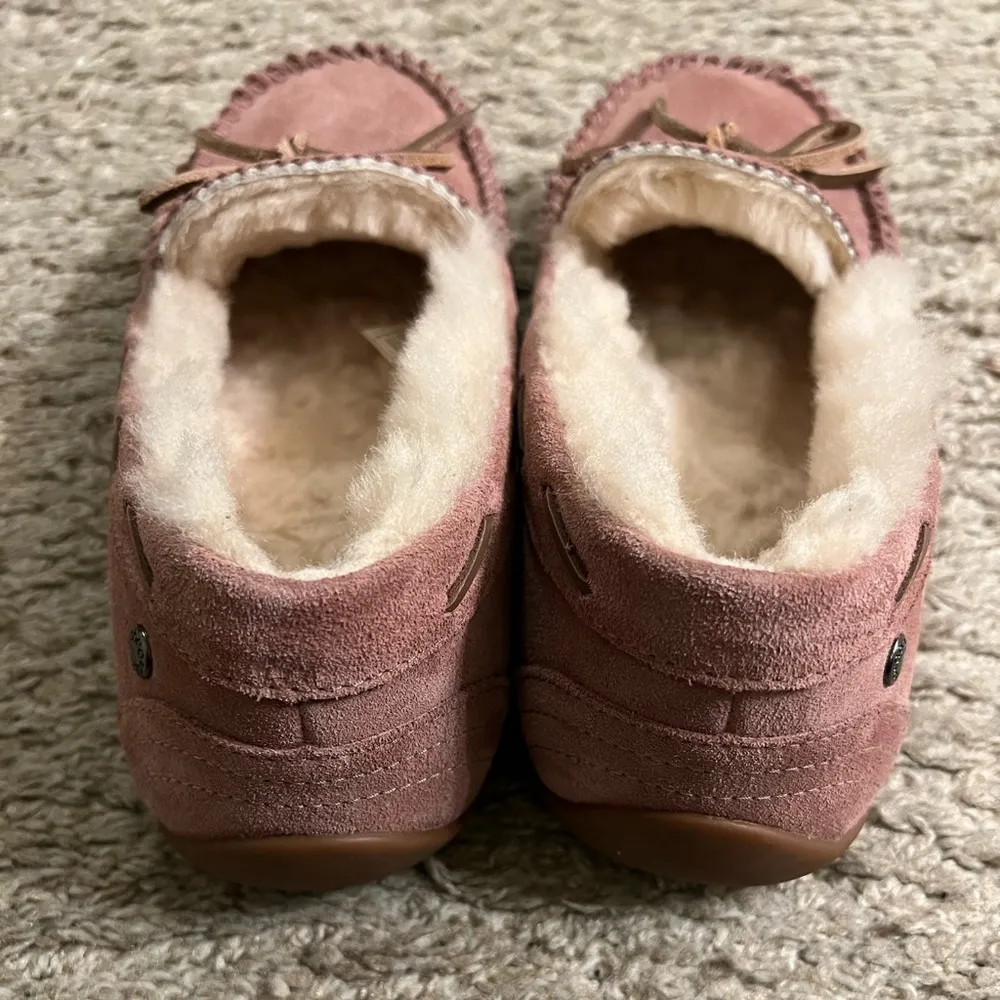 ABEO Vancouver Pink Suede Fur Lined Moccasins Slippers Flats - Image 3