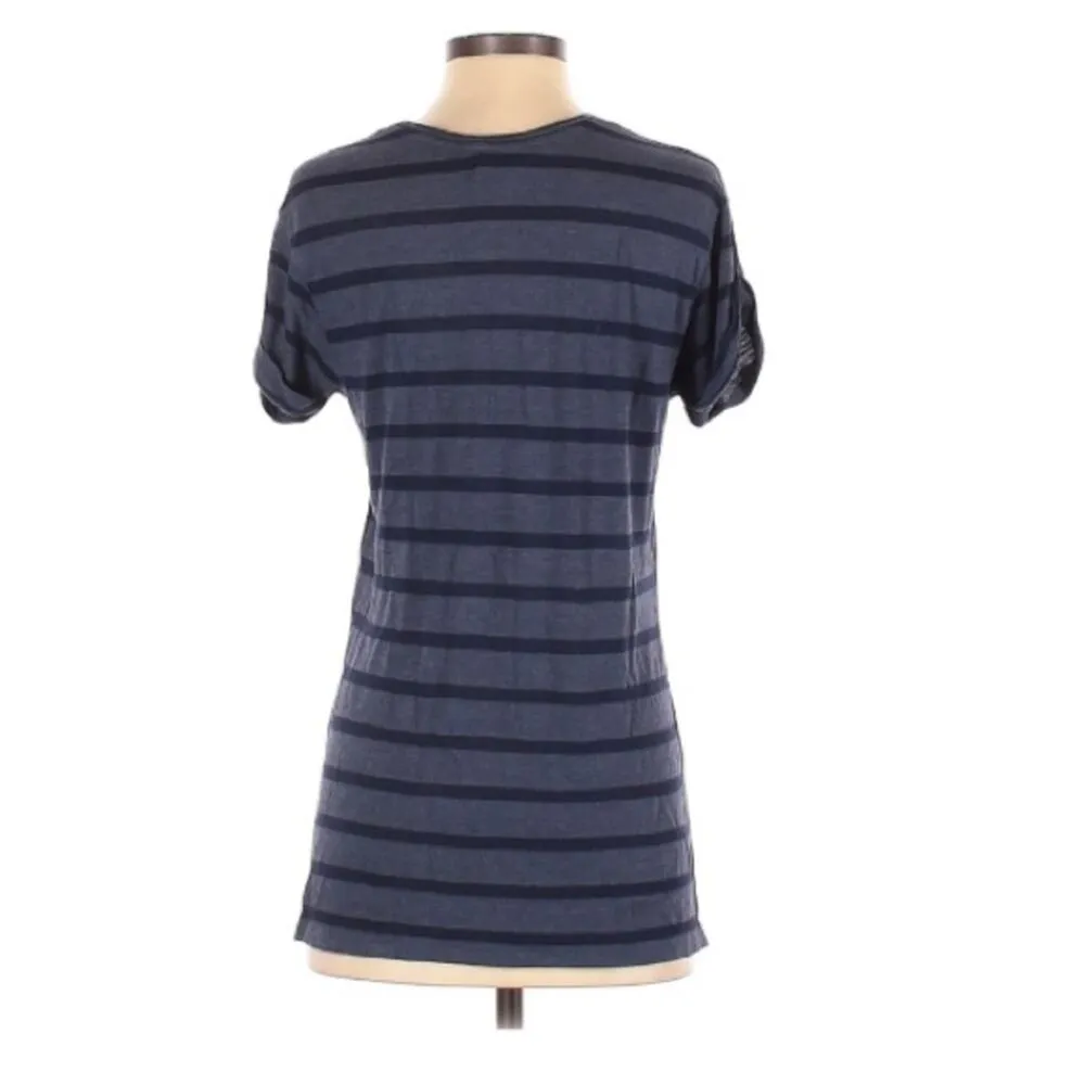 Vince Blue Striped Short Sleeve Tee Shirt Womens S Blouse Casual Classic - Image 2