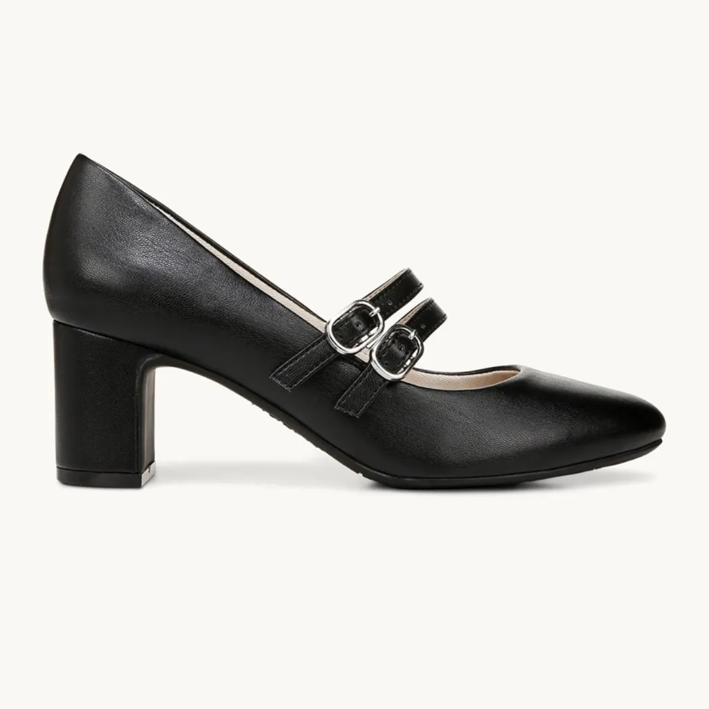 Life Stride Black Double-Strap Mary Jane faux leather block Heels. Size 8. NWT. - Image 4