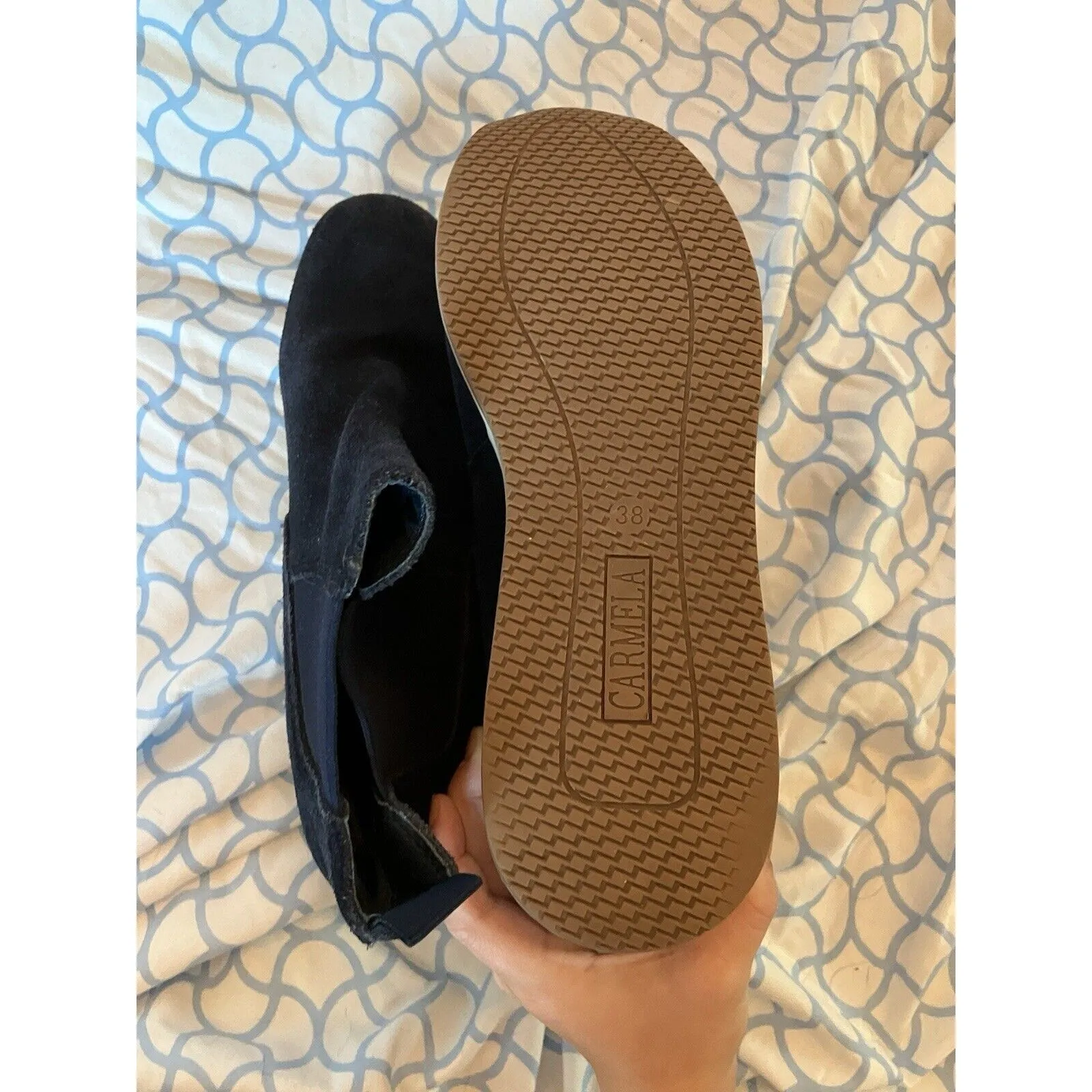 Carmela Love For Leather Ankle Boots Womens Wedge Blue Suede Sneakers Size 38 - Image 8