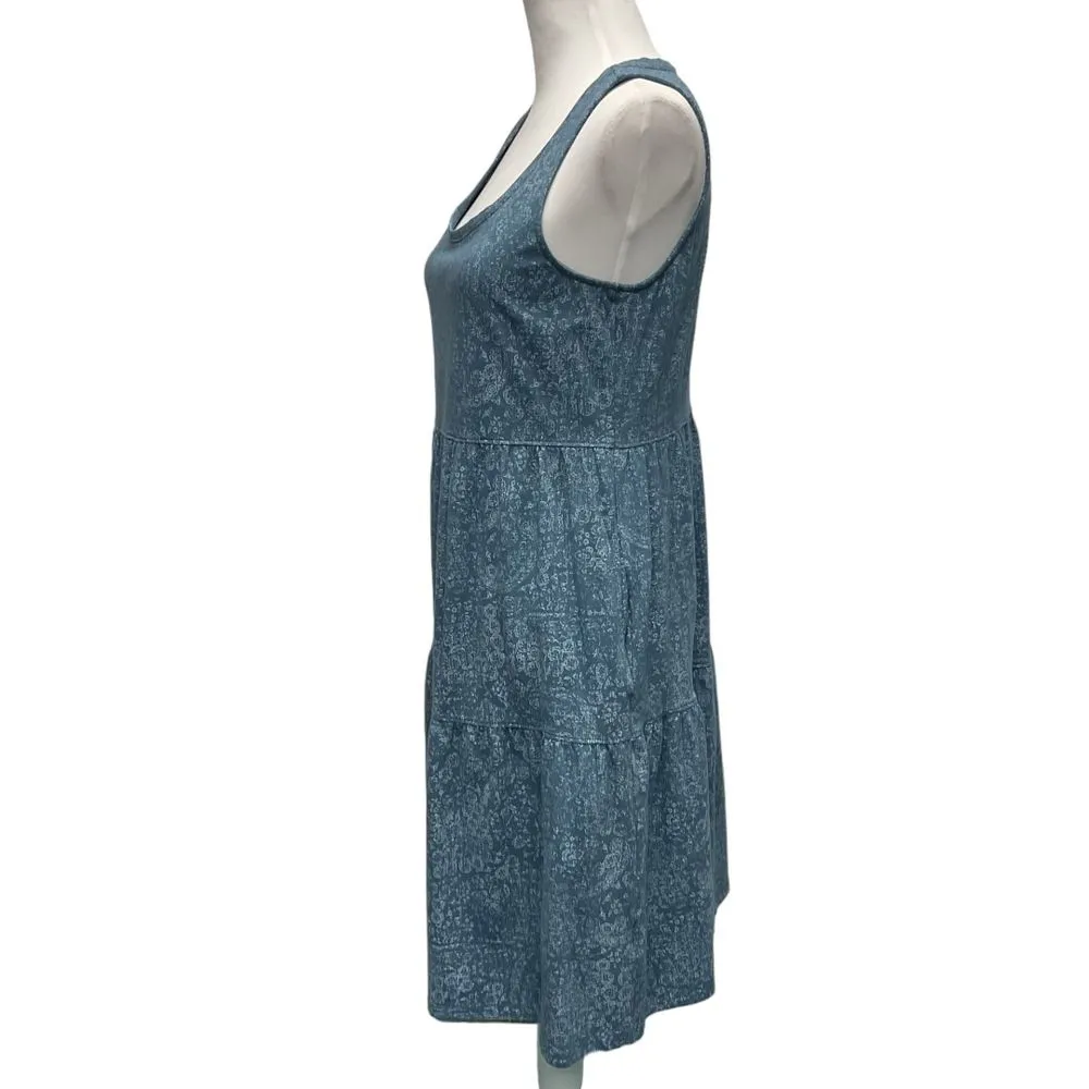Frye Women's Oversize Small Tiered‎ Dress Blue Bandana Sleeveless Pockets Summer - Image 5