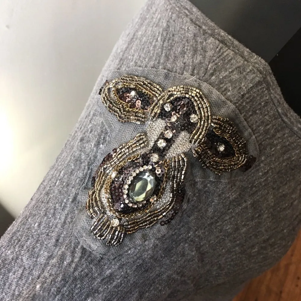 Lane Bryant 18/20 gray T-shirt with bead detail shoulders - Image 4