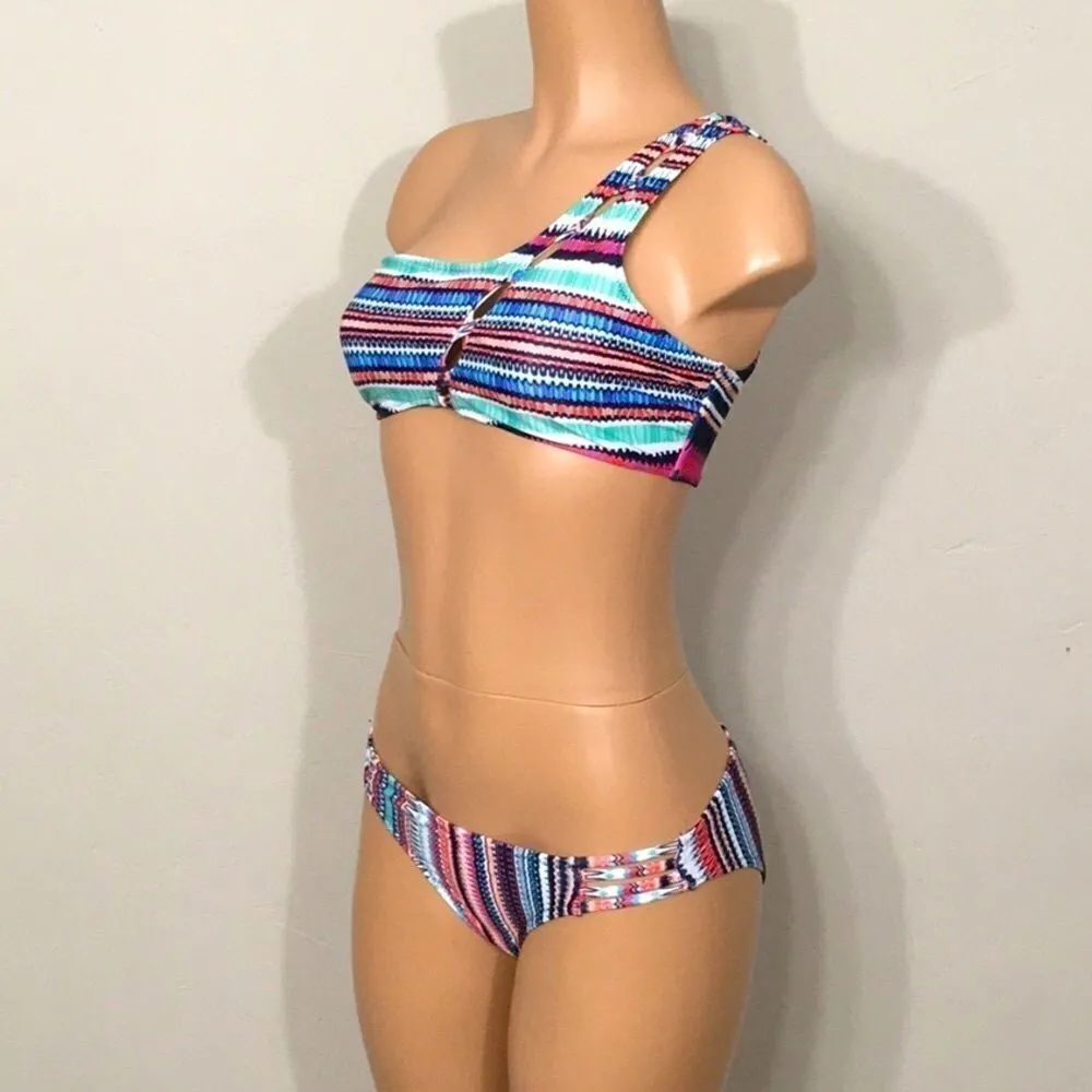 Jessica Simpson multicolored one-shouldered bikini - Image 4
