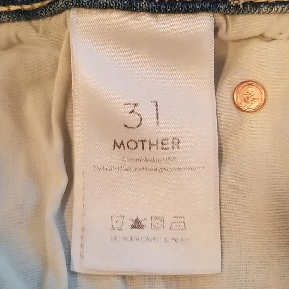 💕MOTHER💕 The Pixie Dazzler Ankle Fray Jeans Secret Sister Button Fly 31 Blue - Image 15