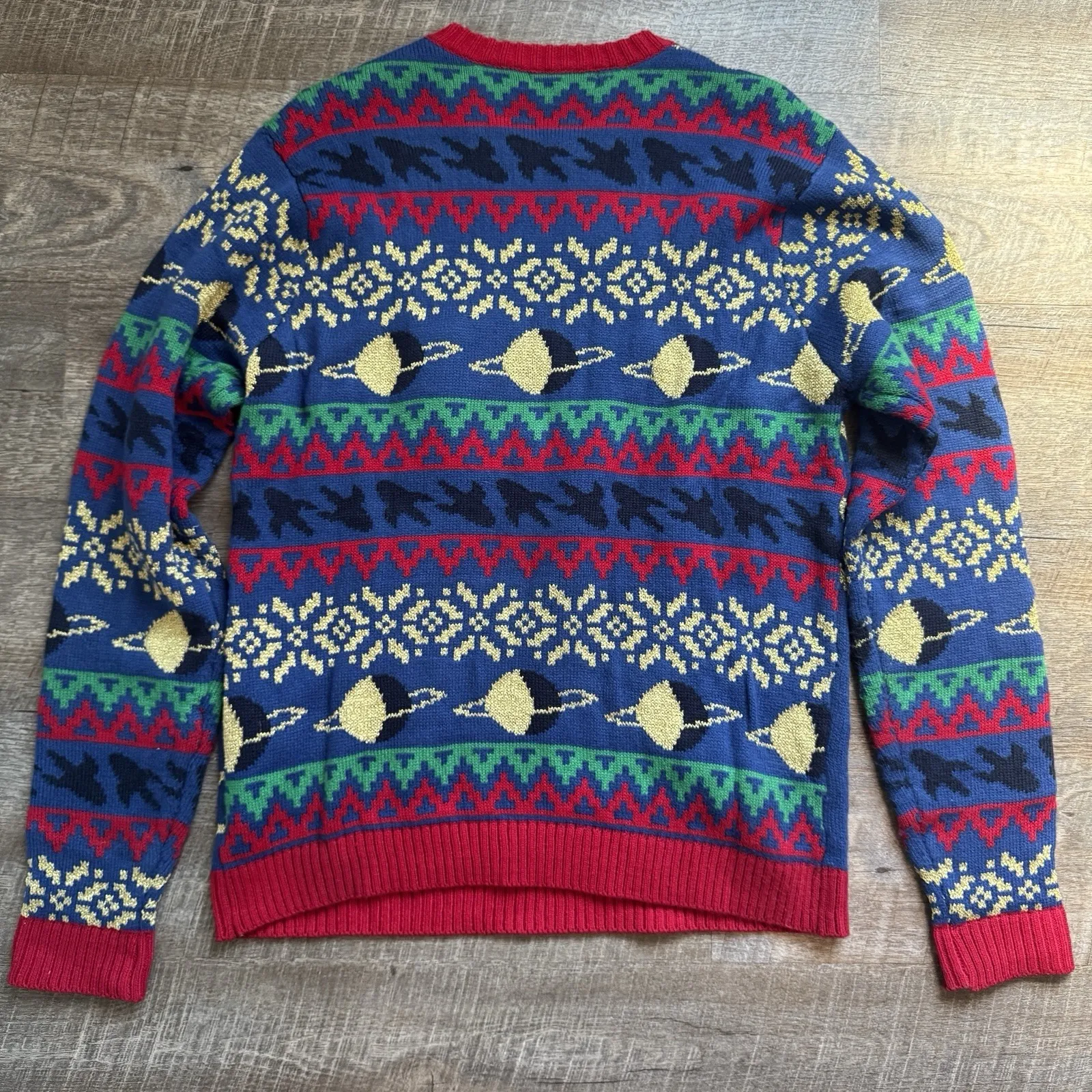 Ugly Christmas Sweater Santa Astronaut Womens L Holiday Moon Space Funny Bells Size L - Image 2