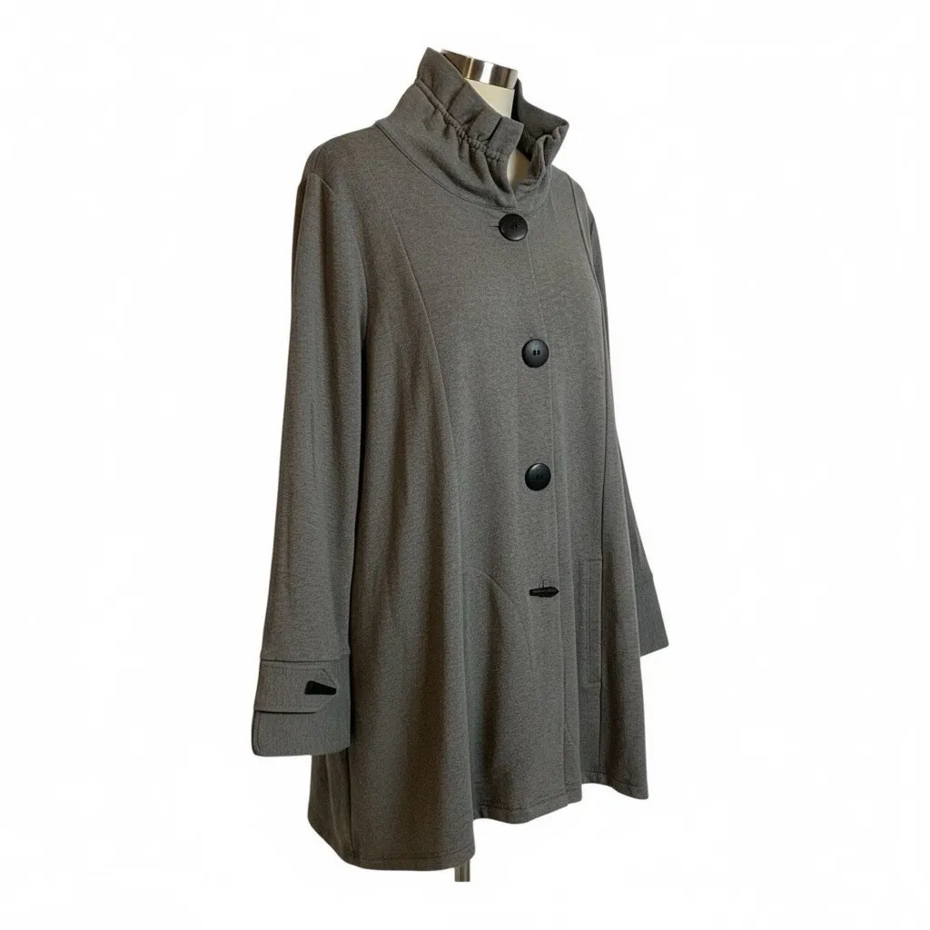 Soft Surroundings Jacket Womens Small Gray Toggle Button Cotton Modal Knit - Image 3