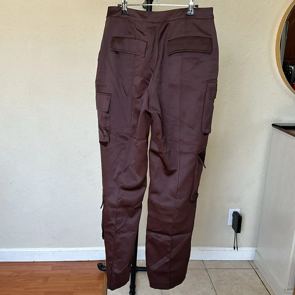 House of cb Daria cargo chocolate trousers‎ pants NWOT size L longer length - Image 14
