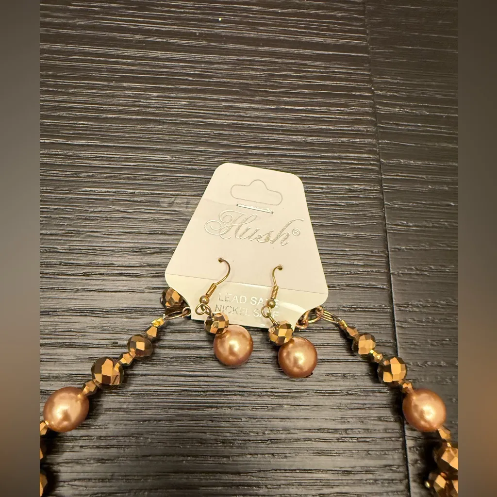 NWT Hush Beaded Necklace and Earrings Jewelry Gift Set Brown Gold Orange - Image 4